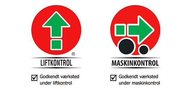 Maskin- og liftkontrol logoer
